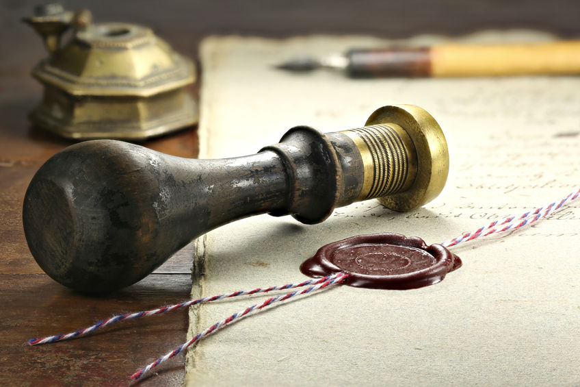 wax seal on document